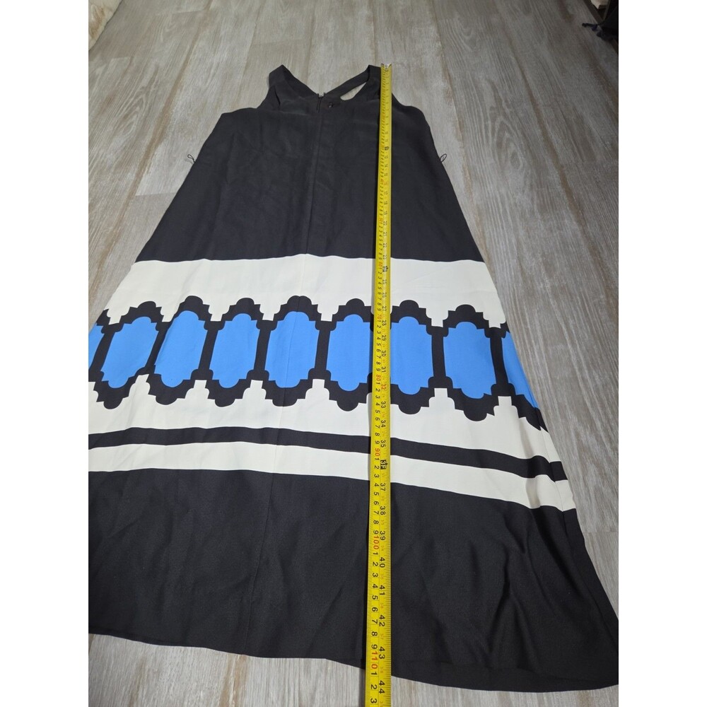 Ann Taylor Black Blue Geometric Print Sleeveless Midi Dress Womens XSP EUC - Picture 8 of 9